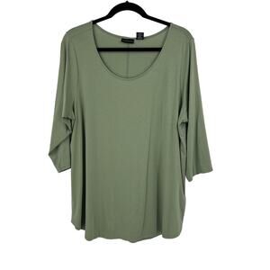 Tahari Light Green Half‎ Sleeve Blouse Scoop Neckline Lightweight Women's 1XL
